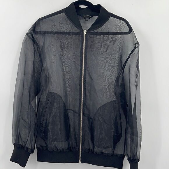 TRUE RELIGION ONE OF A KIND ROSECRANS FESTIVAL SHEER BOMBER JACKET - Picture 2 of 8